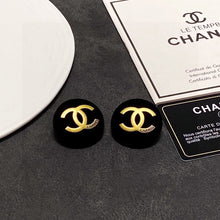 18K CC Black Yellow Gold Earrings