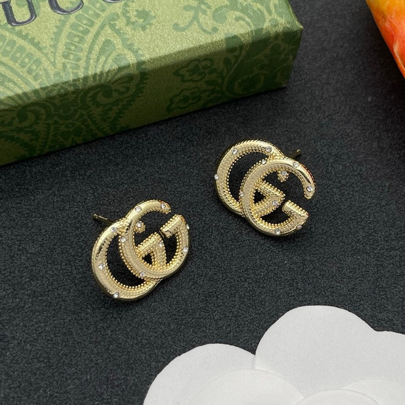 18K GG Pave Diamond Gold Earrings
