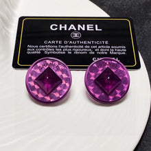 18K CHANEL Vintage CC Purple Earrings