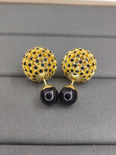 18K CD Tribales Black Stone-Effect Resin Pearls Earrings