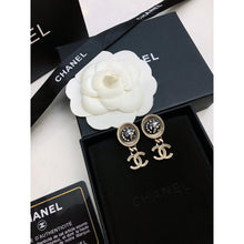 18K CC Black Crystal Earrings