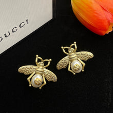 18K Double G Bee Pearl Earrings