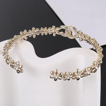 18K CC Crystal Flower Open Cuff Bracelet