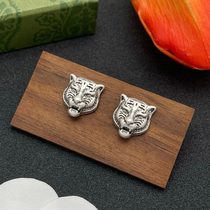 18K GG Tiger Head Gold Earrings