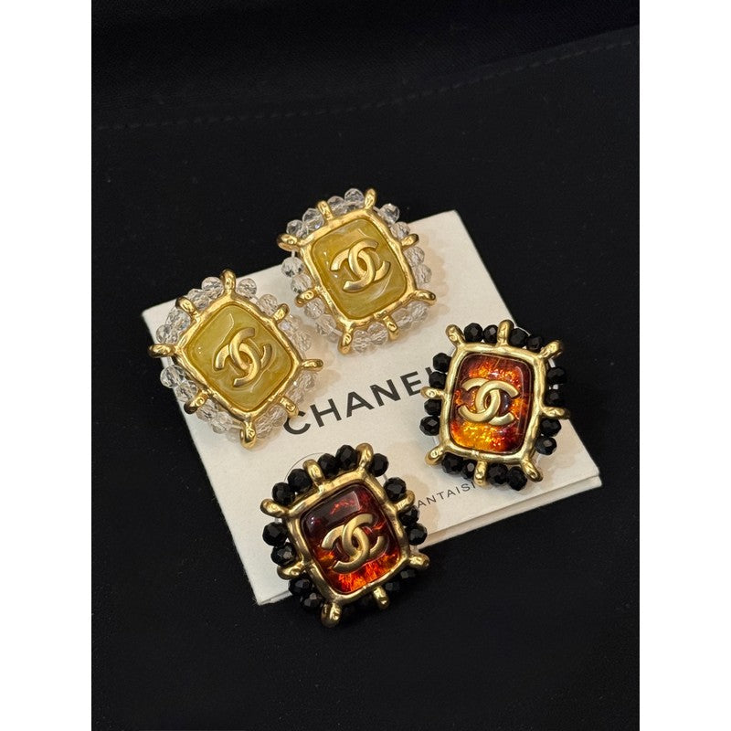 18K CC Red & Yellow Earrings