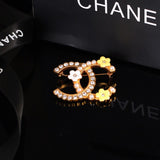 18K CC Yellow Flower Diamond Brooch