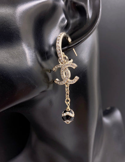18K CC Star Pearls Pendant Earrings