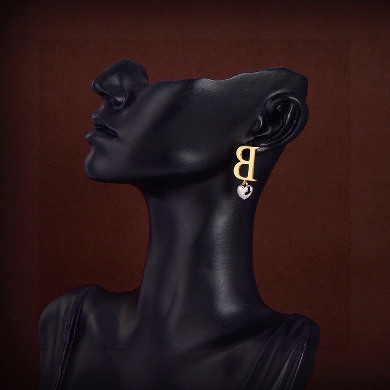 18K BB Heart Drop Earrings