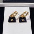 18K CE Black Bag Gold Earrings