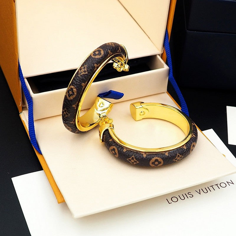 18K Louis Monogram Hoop Earrings