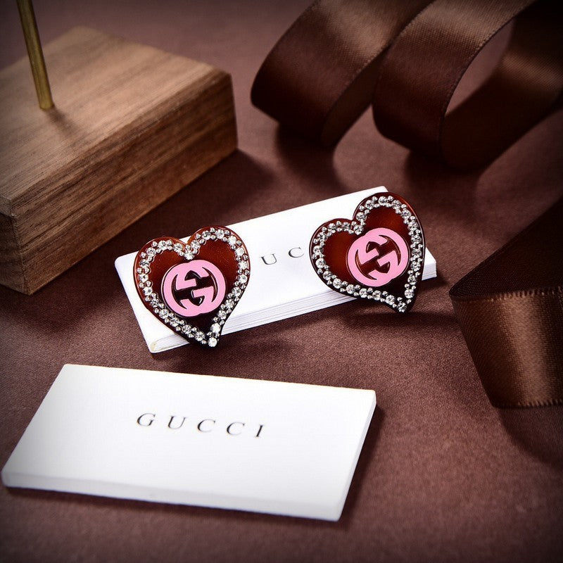 18K GG Pink Heart Earrings