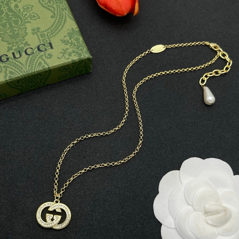 18K GG Gold Pearl Drop Necklace