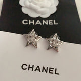 18K CC Star Diamond White Gold Earrings