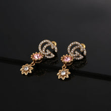 18K Double G Flower Crystal Earrings