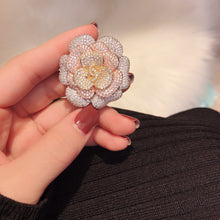 18K CC Pink Flower Diamond Brooch