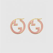 18K Double G Pink Hollow Earrings