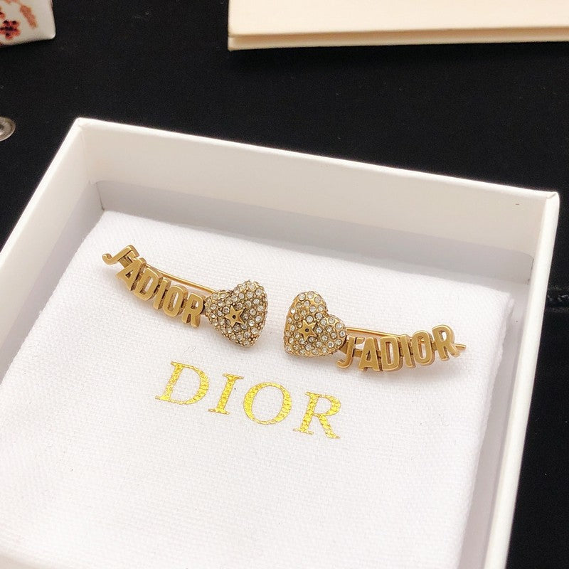 18K CD J'Adior Heart Diamond Earrings