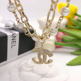 18K CC Pearl Chain Bracelet
