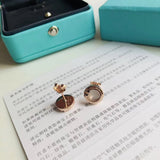 18K T Mother-Of-Pearl Circle Earrings