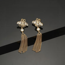 18K Double G Bee Tassel Crystal Earrings