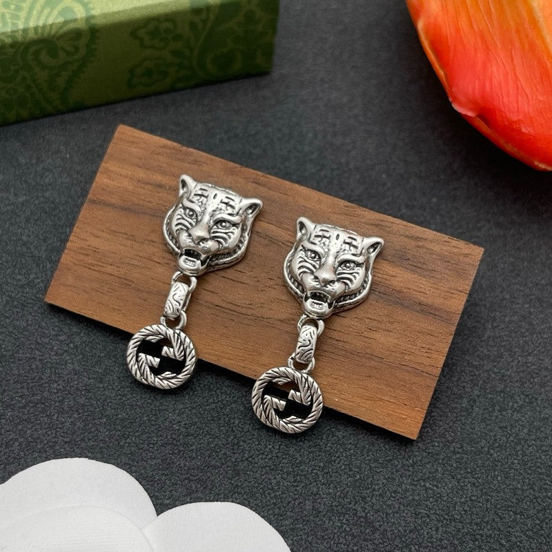 18K GG Tiger Drop Earrings