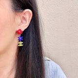 18K CC Color Camellia Earrings