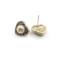 18K CC Heart Crystals Earrings
