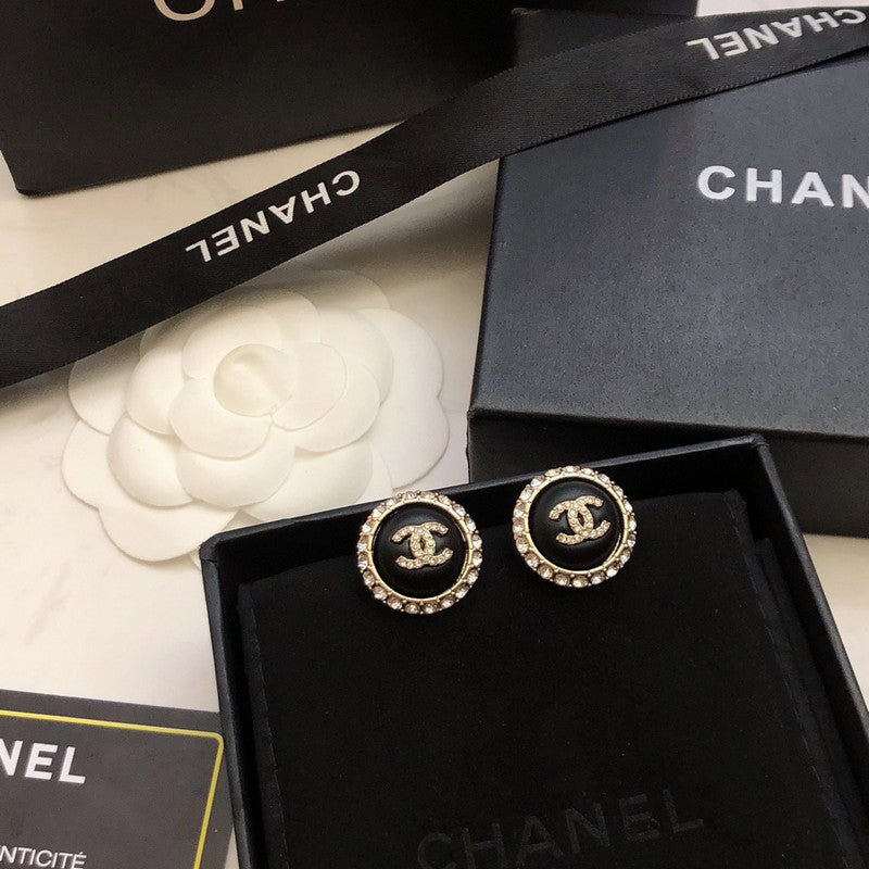 18K CC Black Gold Diamond Earrings