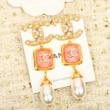 18K CC Long Pearl Pendant Earrings