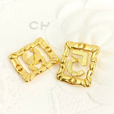 18K CC No.5 Square Diamond Earrings
