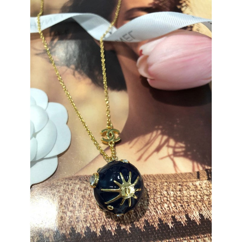 18K CC Blue Gold Ball Necklace