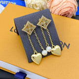 18K Louis Pearl Diamond Drop Earrings