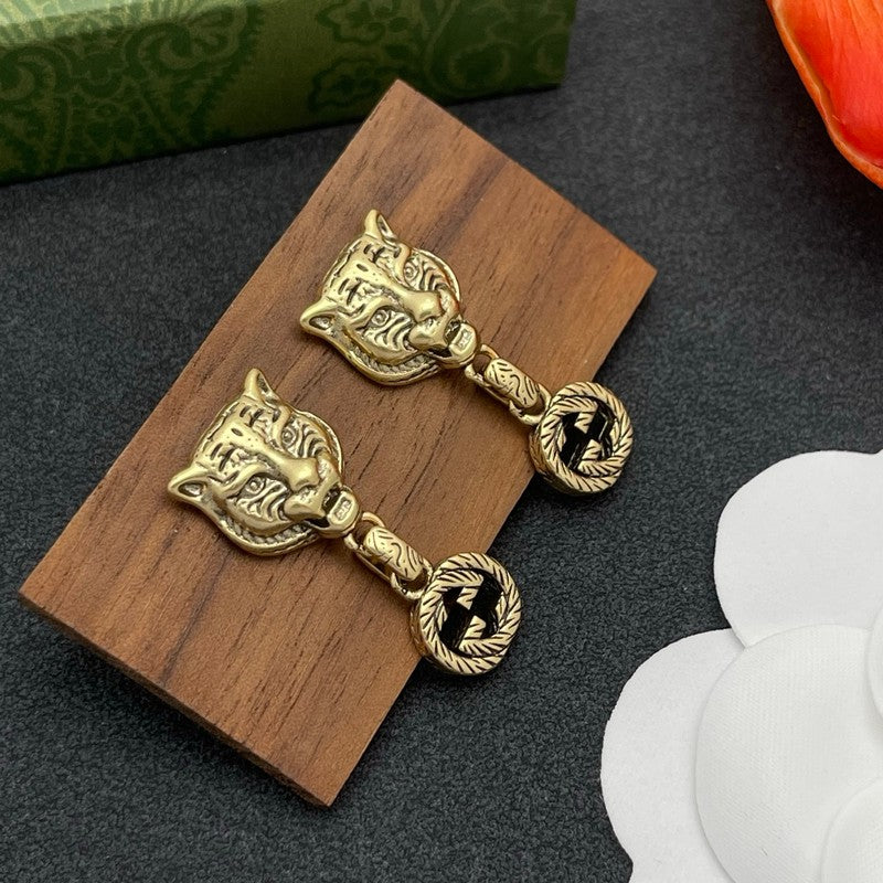 18K GG Tiger Drop Earrings