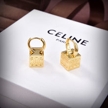 18k Celine Triomphe Box Hoops Earrings