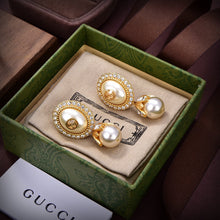 18K Double G Pearl Earrings
