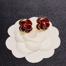 18K CC Red & Pink Camellia Earrings