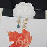 18K CC Blue Pendant Diamond Earrings
