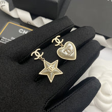 18K CC Heart & Star Earrings