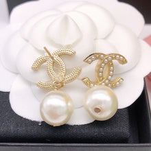 18K CC Pearl Drop Earrings