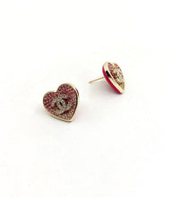 18K CC Diamond Pink Heart Earrings