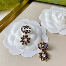 18K Double G Flower Pendant Earrings