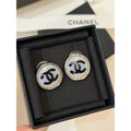 18K CC White & Purple Round Earrings
