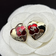 18K CHANEL Red Heart Earrings