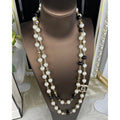 18K CC 24A Black & White Pearl Long Necklace