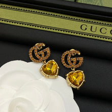 18K Double G Yellow Crystal Earrings