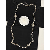 18K CC Heart Long Pearl Necklace