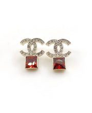 18K CC Red Crystal Earrings