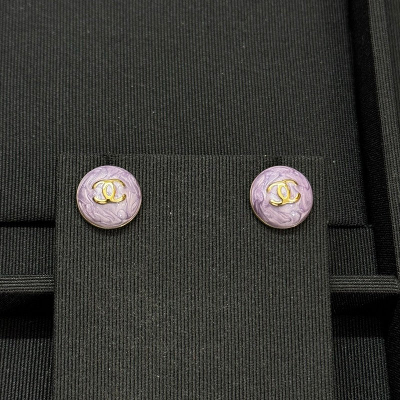 18K CC Purple Resin Gold Earrings