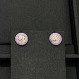 18K CC Purple Resin Gold Earrings