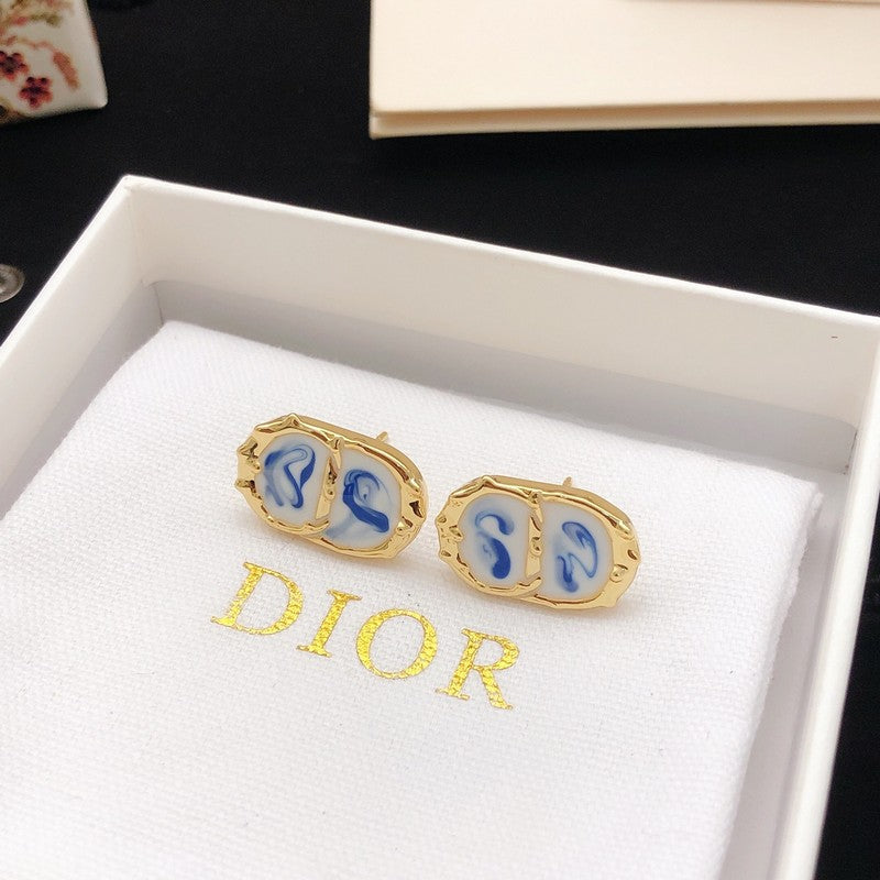 18K CD Sky Blue Gold Earrings